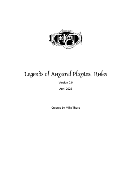 Rules for Legends of Anyaral - v. 0.9